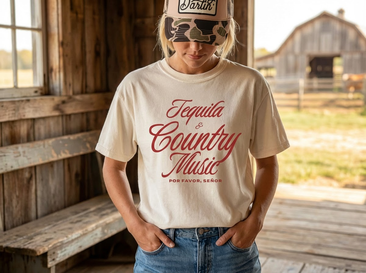 Hey Jude Graphic Tees Tequila & Country Music Western Tee - Comfort Colors 1717 | Everyday Customs Co. - Apparel & Accessories
