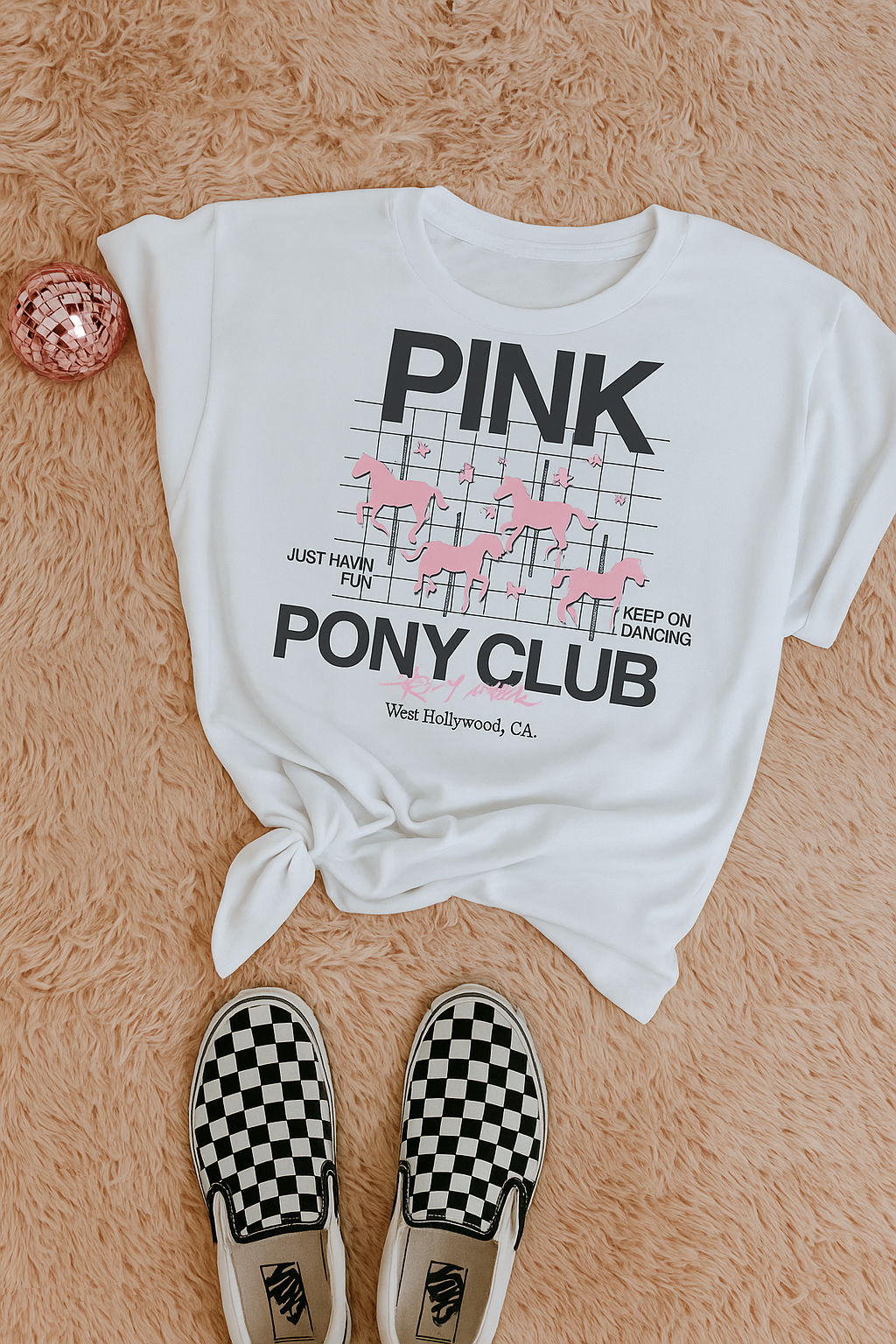 Everyday Customs Co. Pink Pony Club Graphic Tee - Retro Carousel Cotton Unisex | Everyday Customs Co - T-Shirts