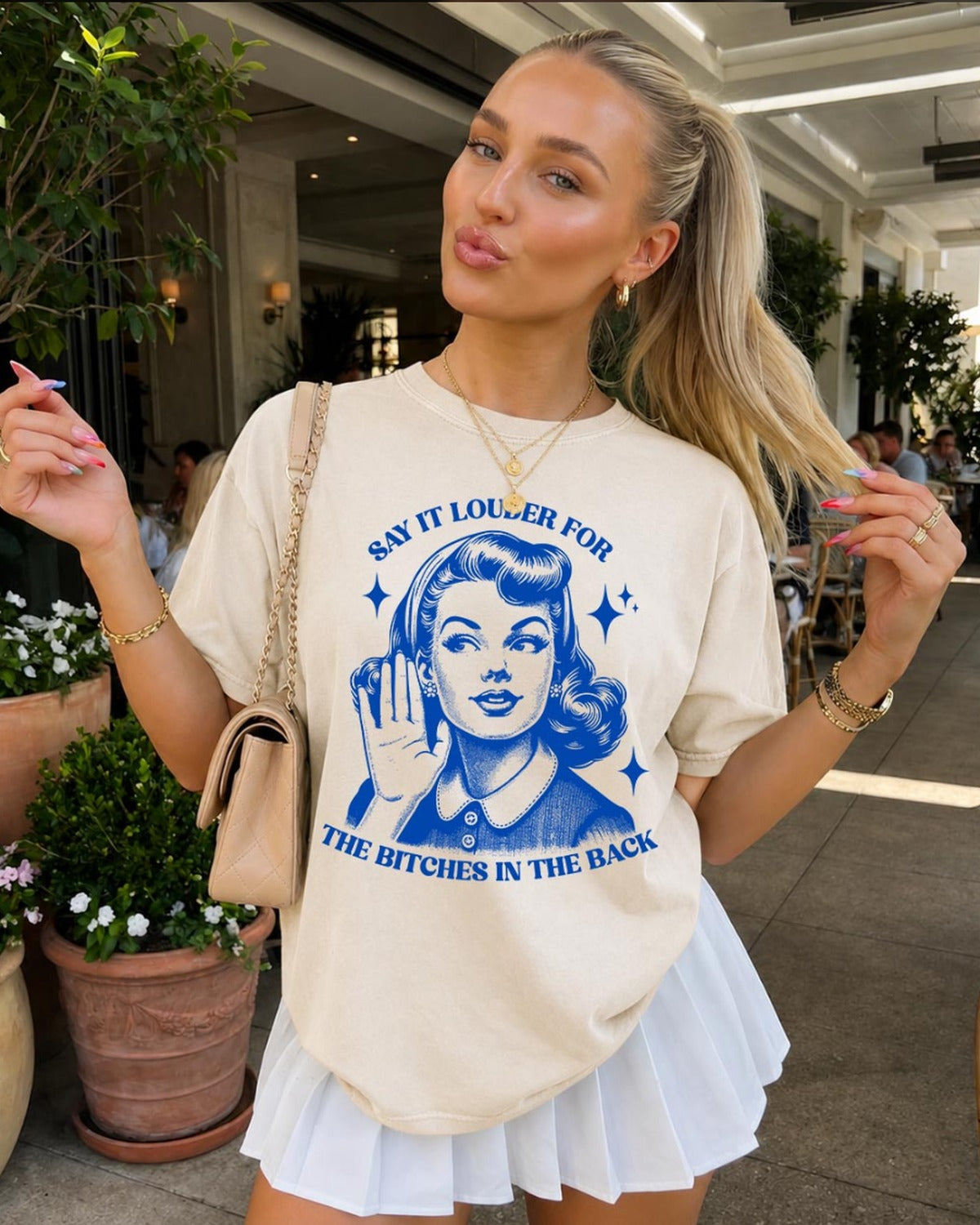 Say It Louder Retro Lady Tee - Comfort Colors Graphic Tee | Everyday Customs Co.