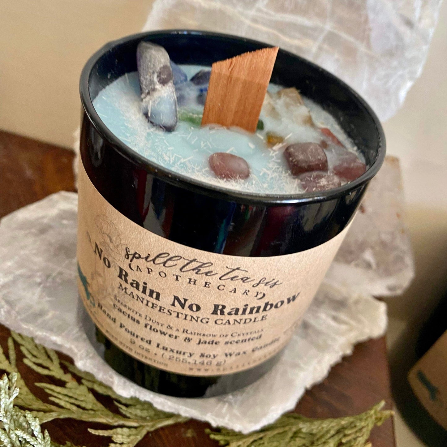 Spill The Tea Sis Apothecary No Rain Rainbow Intention Candle | Grief, Loss, Healing Soy Wax Candle - Apparel & Accessories