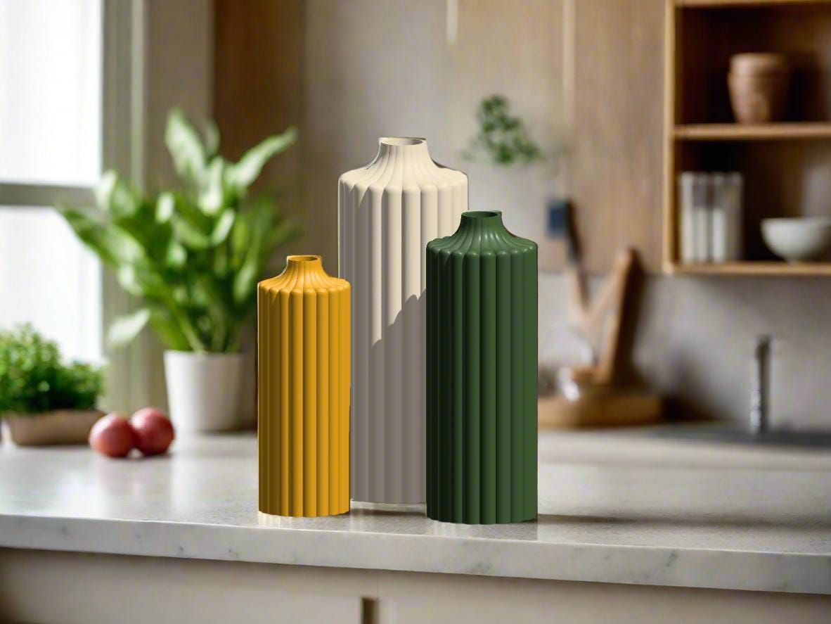 Rosebud HomeGoods Sculptural Floral Vase – Modern Statement Piece, Bold Colors, Plant-Based Material - Apparel & Accessories Vases