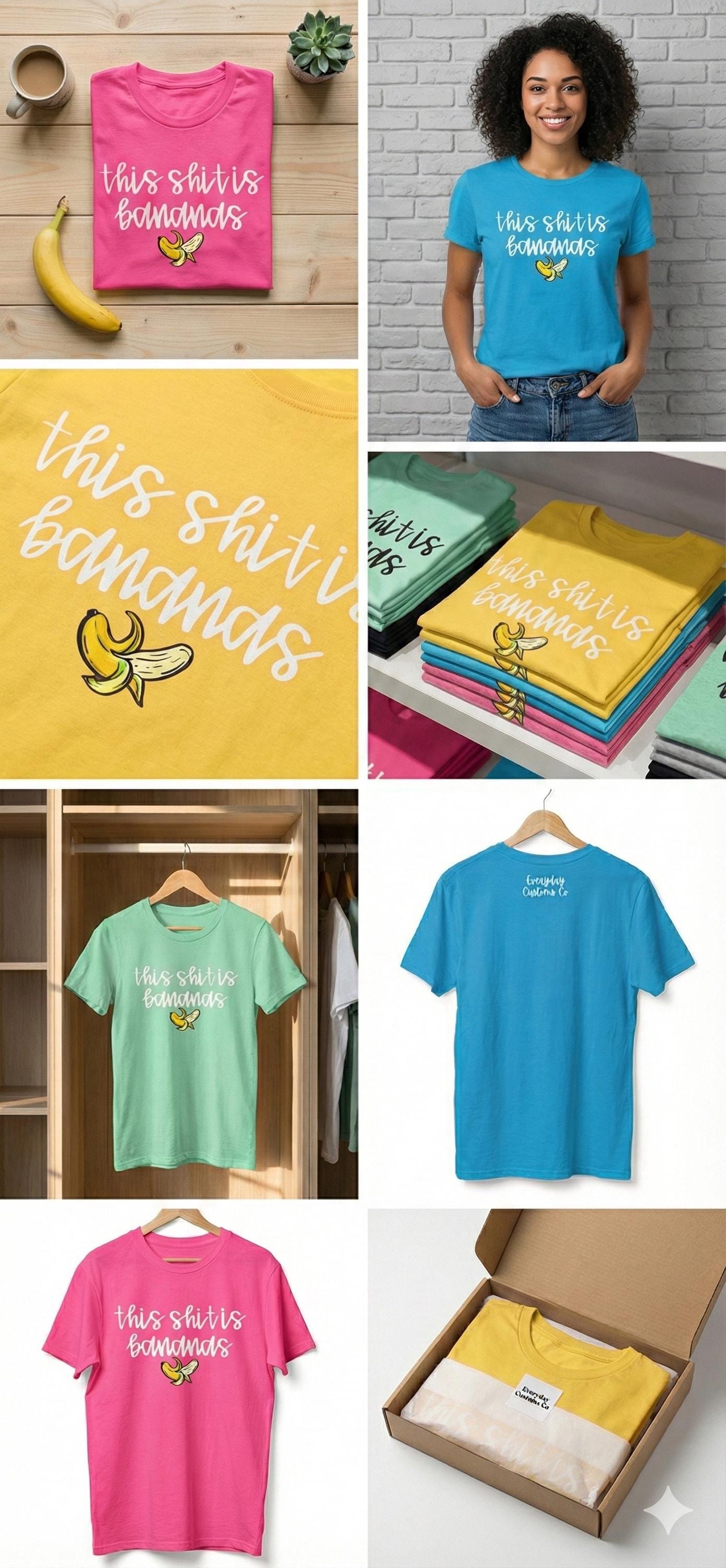 Everyday Customs Co. This Shit Is Bananas Funny Graphic Tee | Unisex Cotton T-Shirt, Trendy Casual Humor Top - Apparel & Accessories