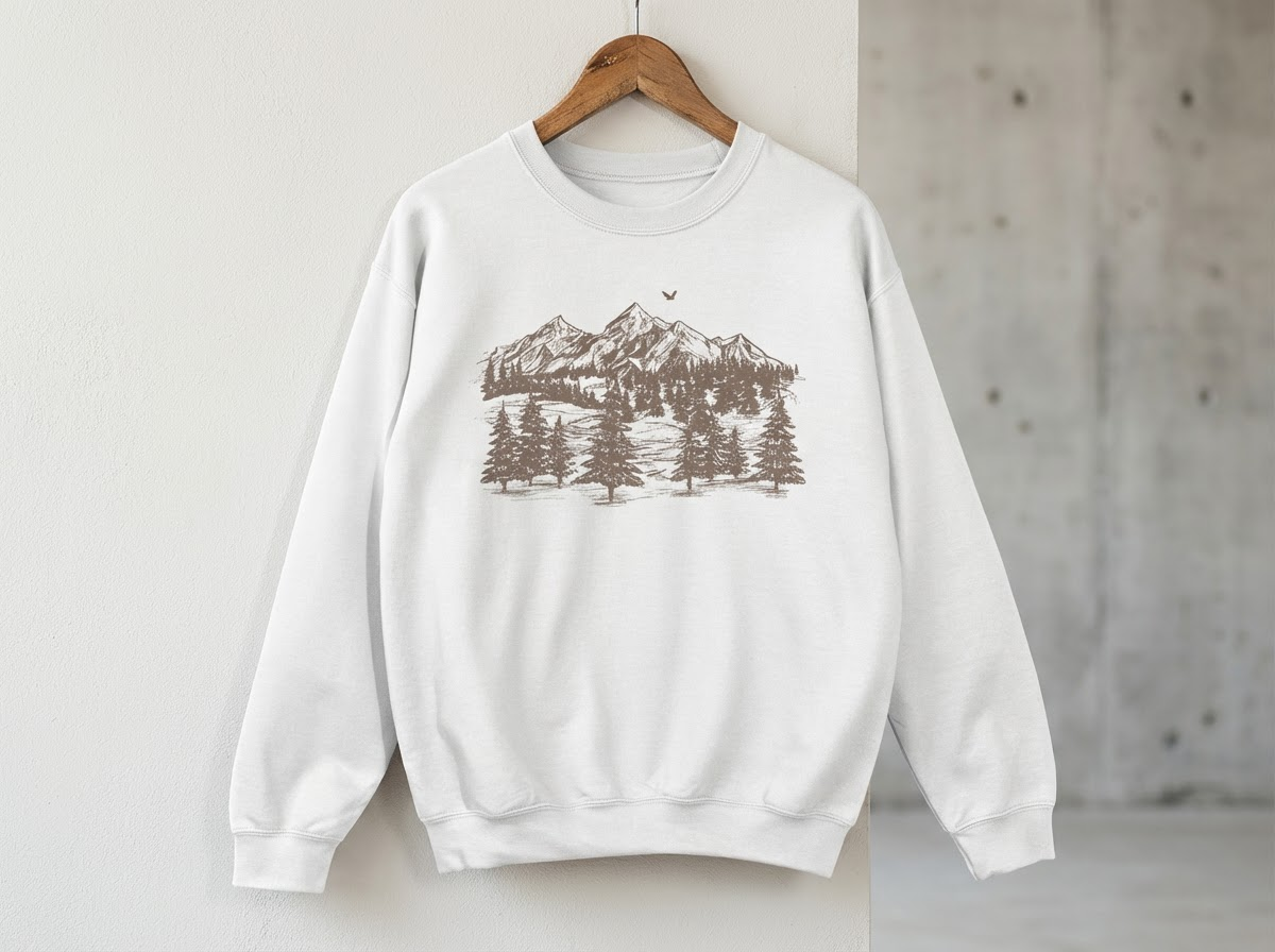 Hey Jude Graphic Tees Mountain View Crewneck Sweatshirt - Apparel & Accessories