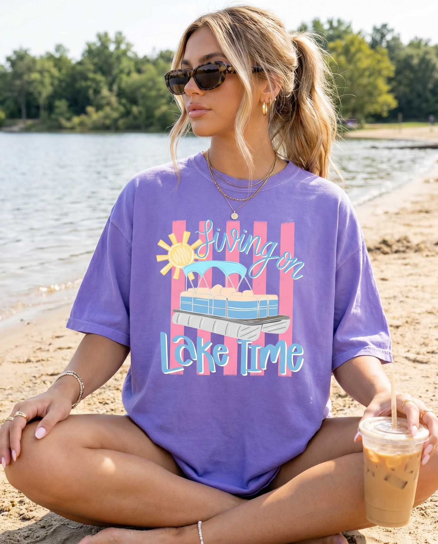 Everyday Customs Co Living on Lake Time Pontoon Tee - T-Shirts