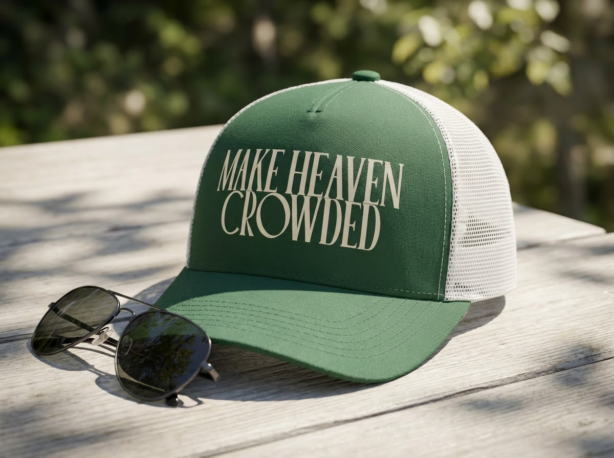 Hey Jude Graphic Tees Make Heaven Crowded Trucker Hat | Christian Faith Cap - Apparel & Accessories
