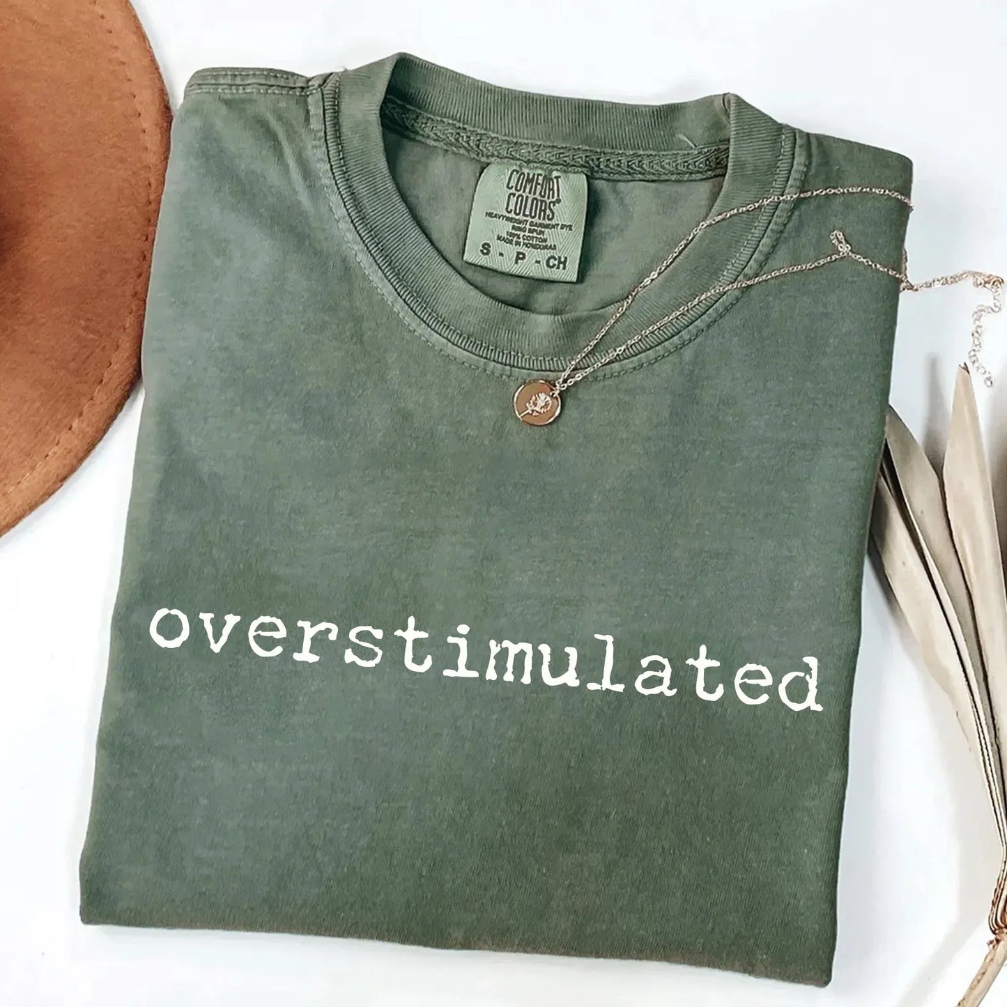 Everyday Customs Co. Overstimulated Comfort Colors T-Shirt - Minimalist Graphic Tee | Everyday Customs Co. - T-Shirts