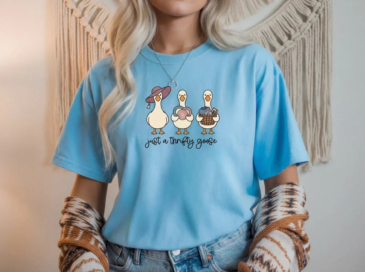 Everyday Customs Co. Thrifty Goose Graphic Tee - Soft Cotton Thrifting Shirt | Everyday Customs Co. - Apparel & Accessories