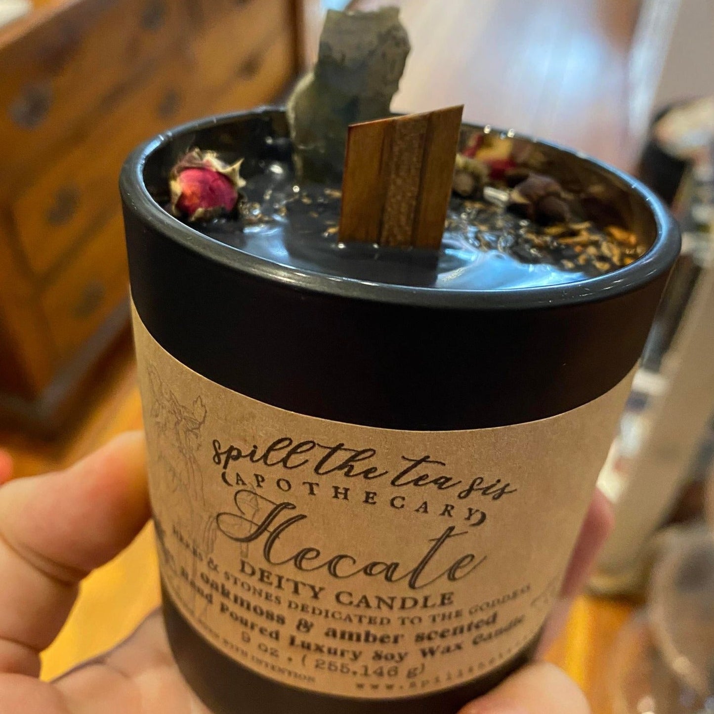 Spill The Tea Sis Apothecary Hecate Candle | Oakmoss & Amber Manifestation Soy Candle - Apparel & Accessories