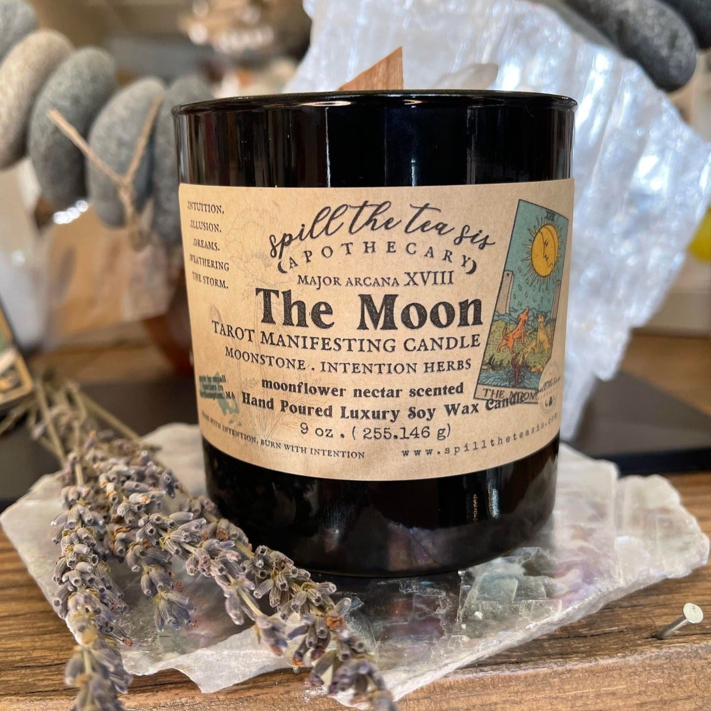 Spill The Tea Sis Apothecary The Moon Tarot Candle | Intuition & Mystery Manifestation Candle - Apparel & Accessories