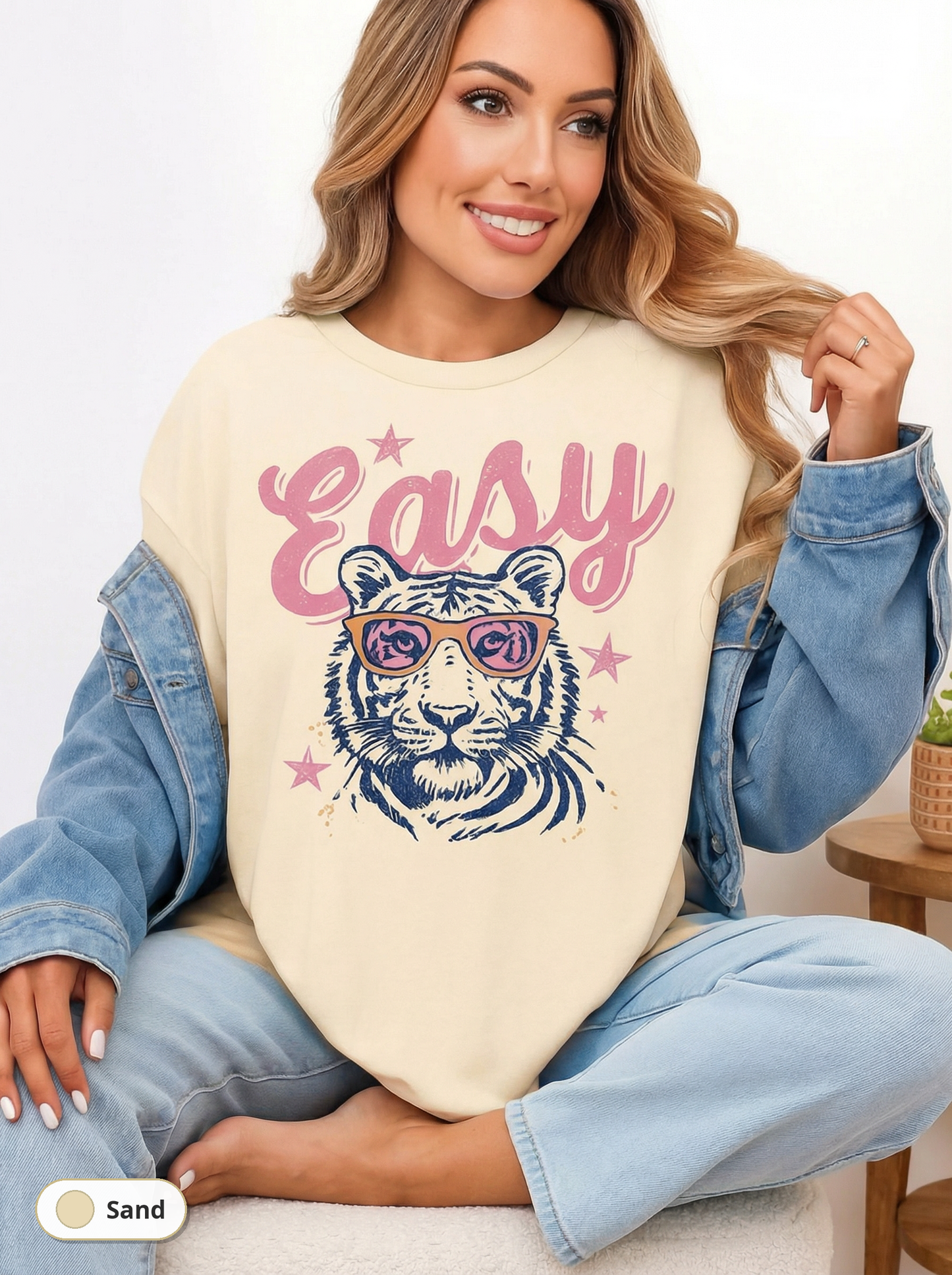 Everyday Customs Co. Retro Easy Tiger Graphic Tee | Vintage Style Short Sleeve T-Shirt | Preppy Aesthetic Top - T-Shirts