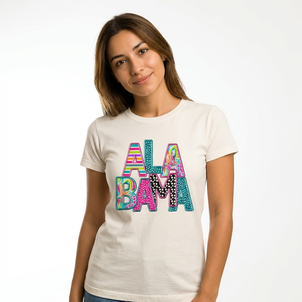 Everyday Customs Co. Alabama Faux Monogram T-Shirt - Crafted In-House Comfort Colors 1717 | Everyday Customs Co. - T-Shirts