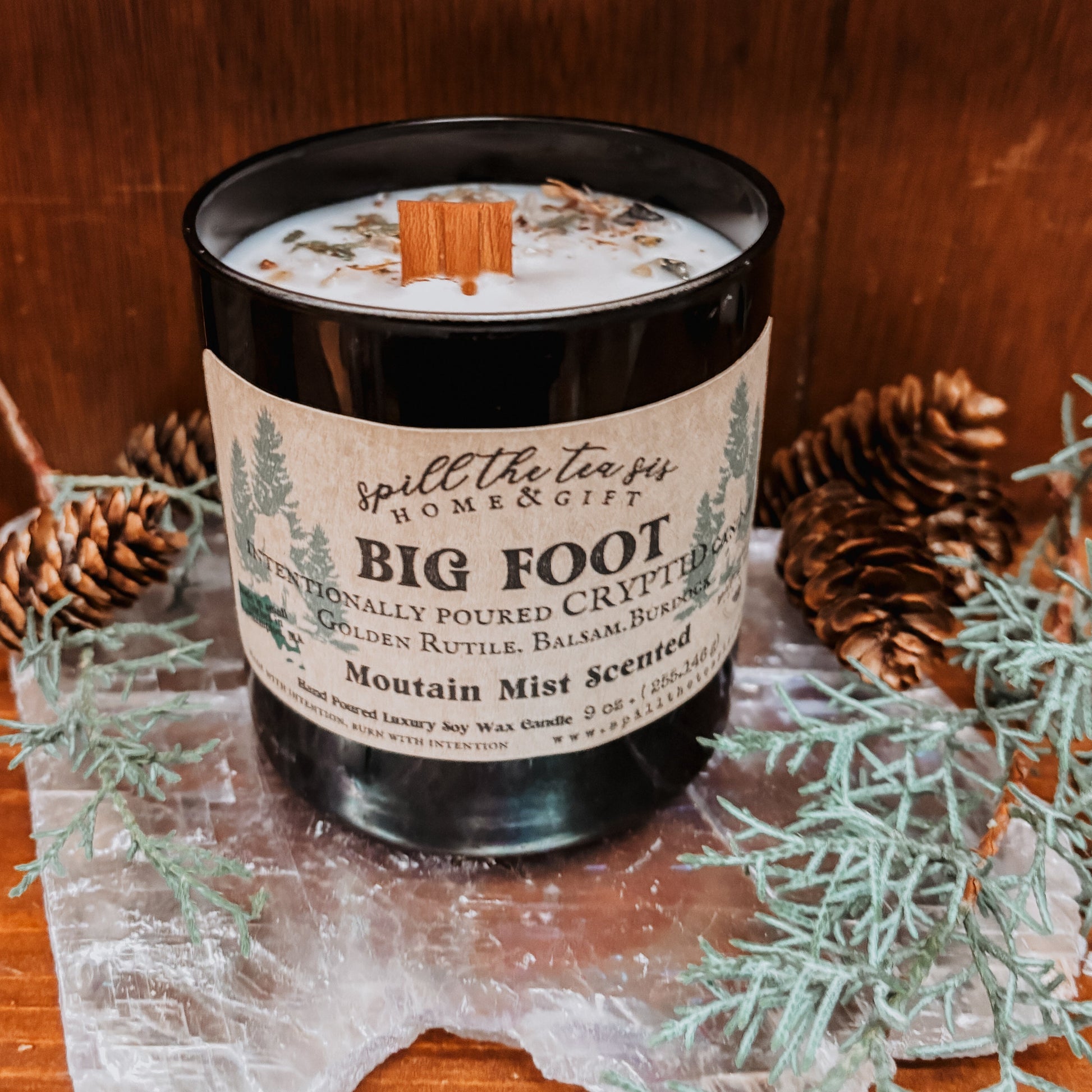 Spill The Tea Sis Apothecary Big Foot Sasquatch Intention Soy Wax Candle - 9oz - Apparel & Accessories Candle