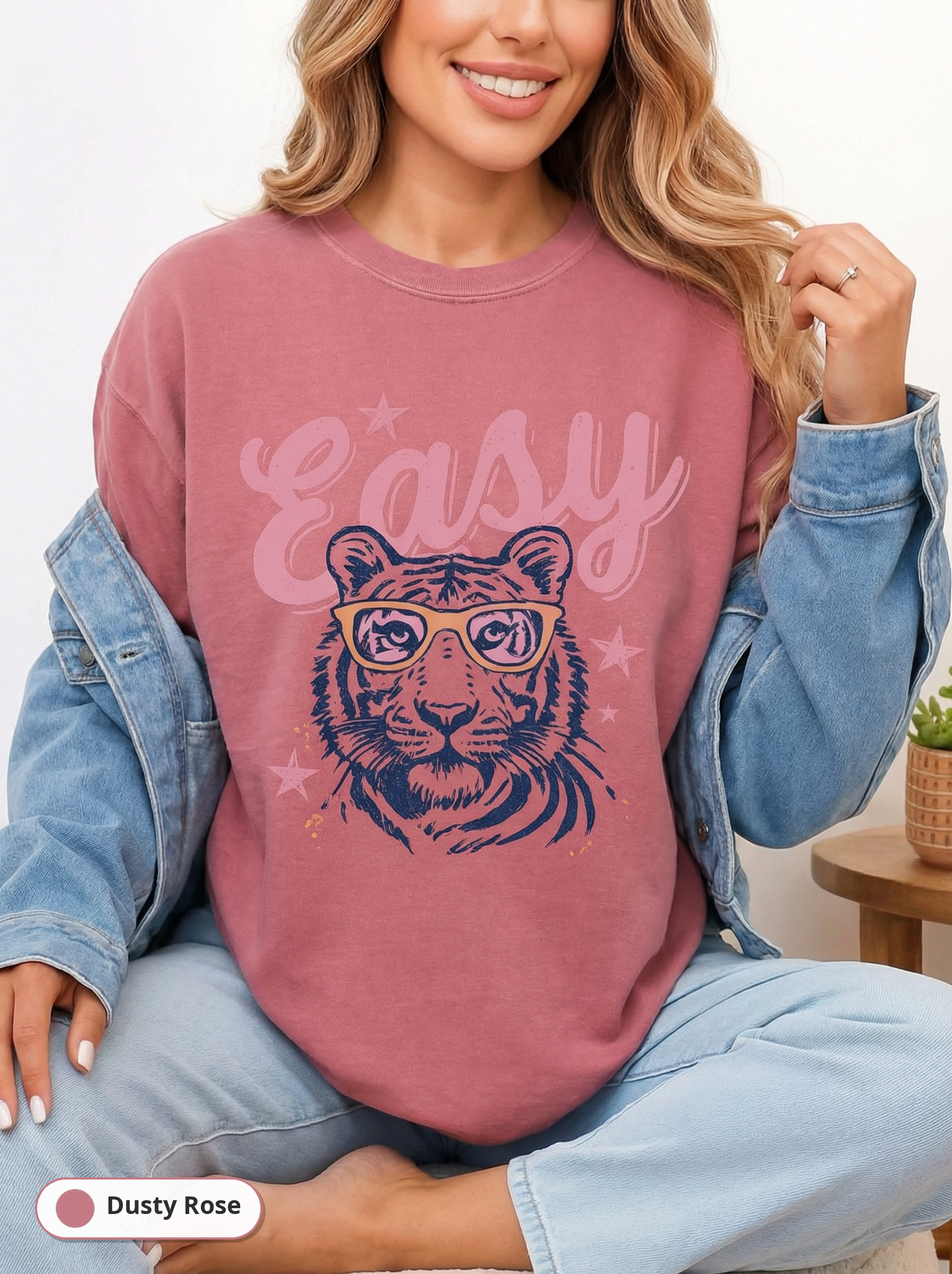 Everyday Customs Co. Retro Easy Tiger Graphic Tee | Vintage Style Short Sleeve T-Shirt | Preppy Aesthetic Top - T-Shirts