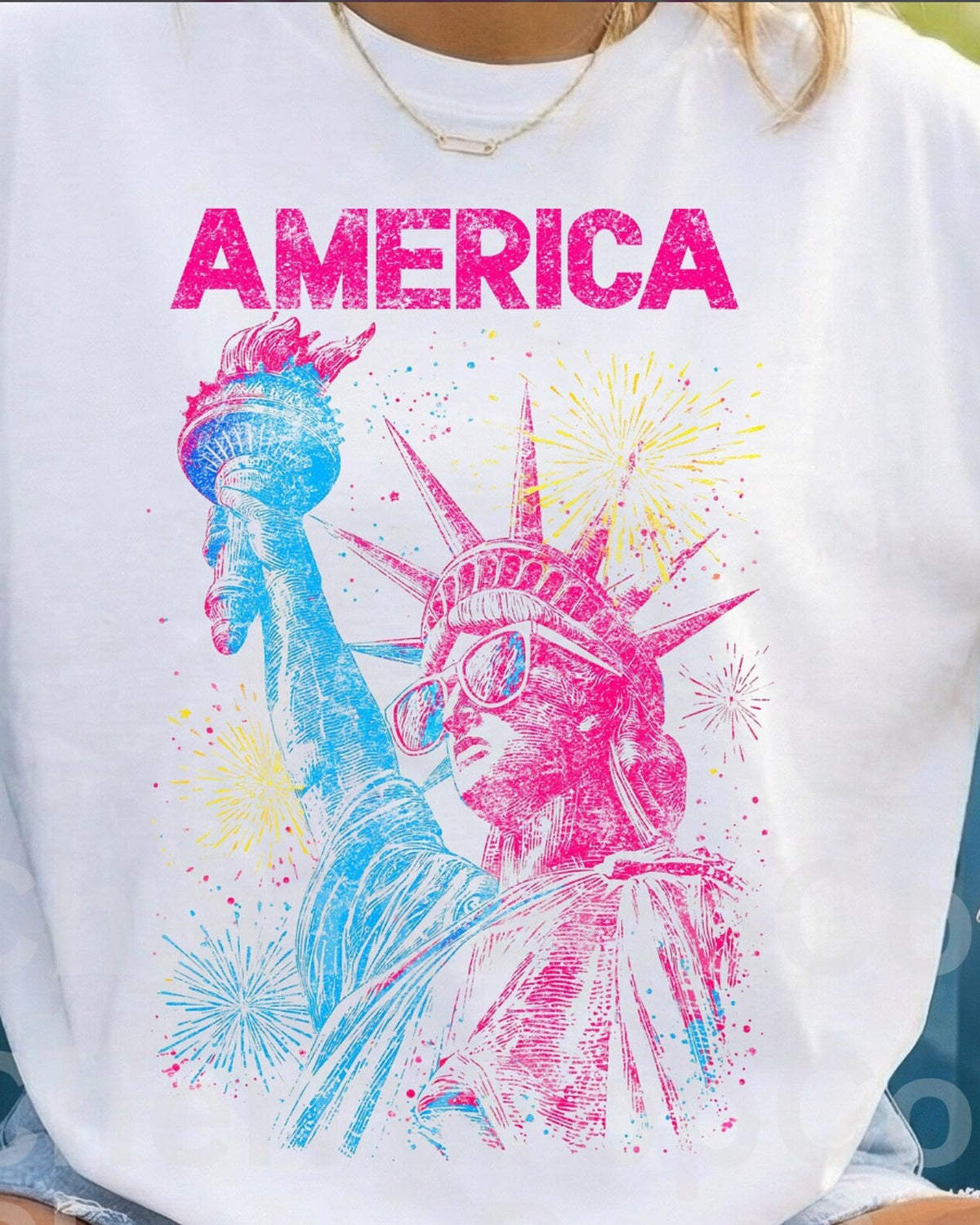 AMERICA Statue of Liberty Fireworks Tee - Comfort Colors Graphic Tee | Everyday Customs Co.