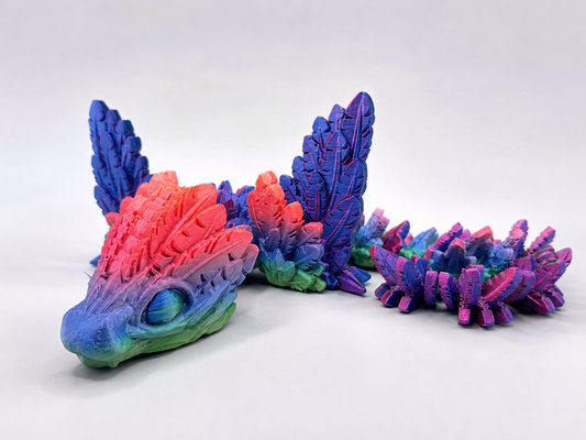 Everyday Customs Co. 3D Printed Articulated Cinderwing Dragon, Flexible Multicolor Fantasy Collectible - Animal Figures 3D Prints