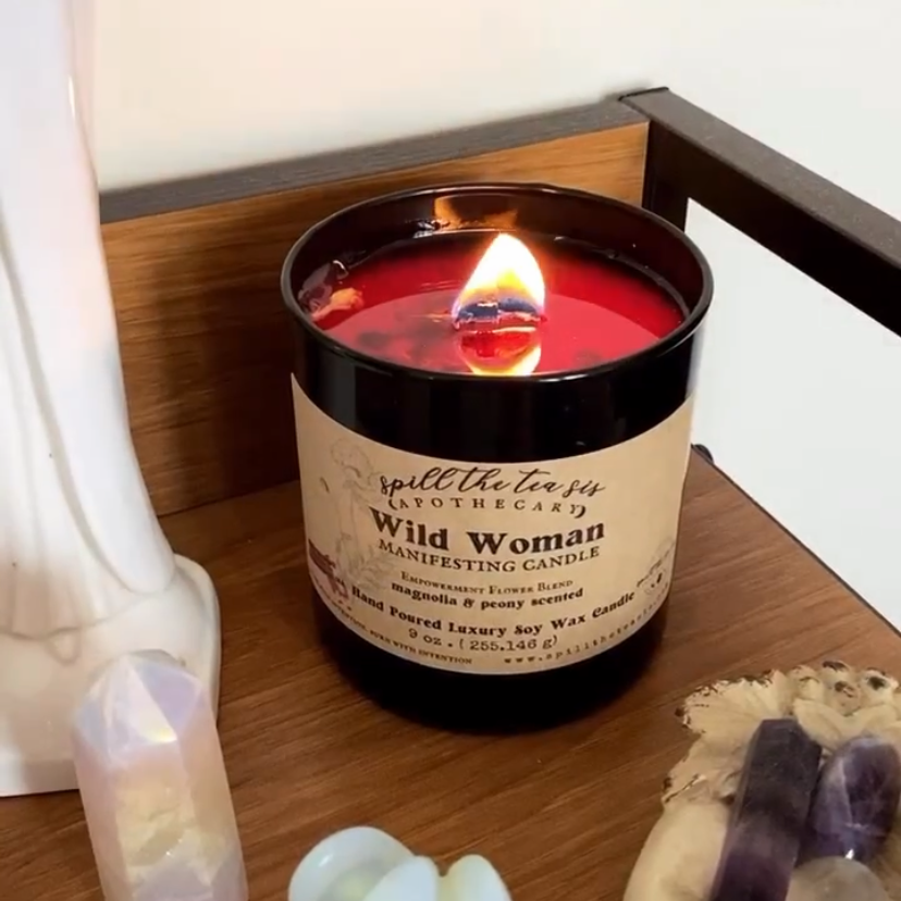 Spill The Tea Sis Apothecary Wild Woman Divine Feminine Goddess Candle | Empowerment Manifestation Soy Wax Candle - Apparel & Accessories