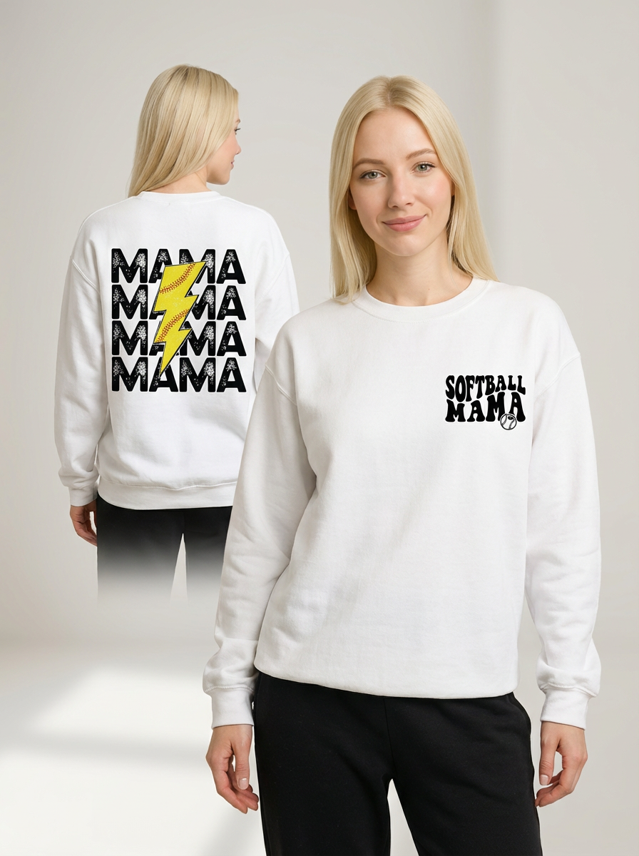 Everyday Customs Co. Softball Mama Sweatshirt - Game Day Comfort Crewneck | Everyday Customs Co. - Sweatshirts