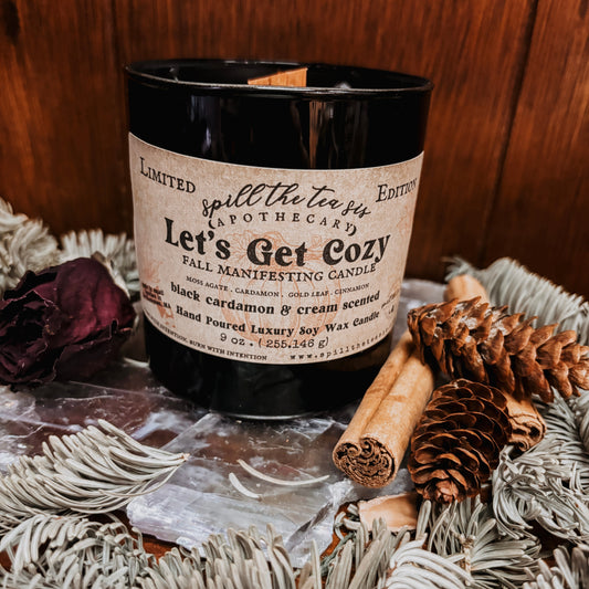 Spill The Tea Sis Apothecary Let's Get Cozy Intention Candle | Warm Spiced Soy Candle - Apparel & Accessories