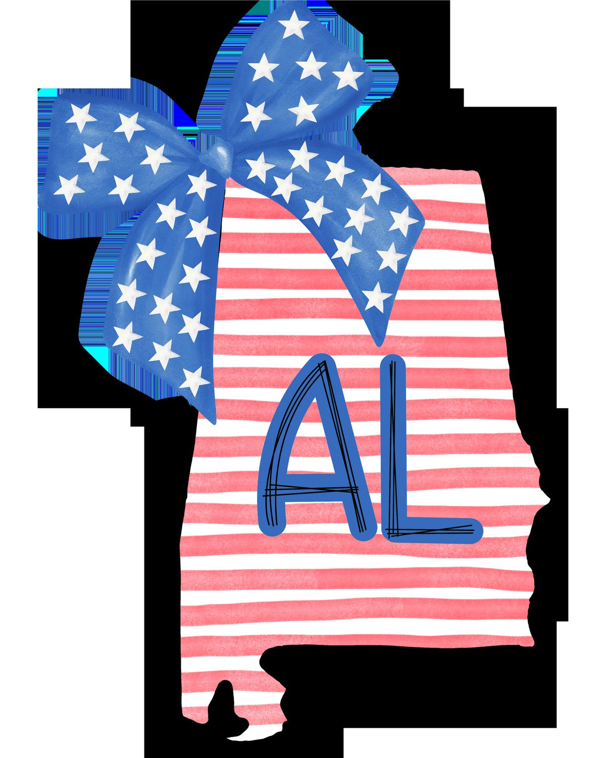 Alabama Stars & Stripes State Bow Tee - Comfort Colors Graphic Tee | Everyday Customs Co.