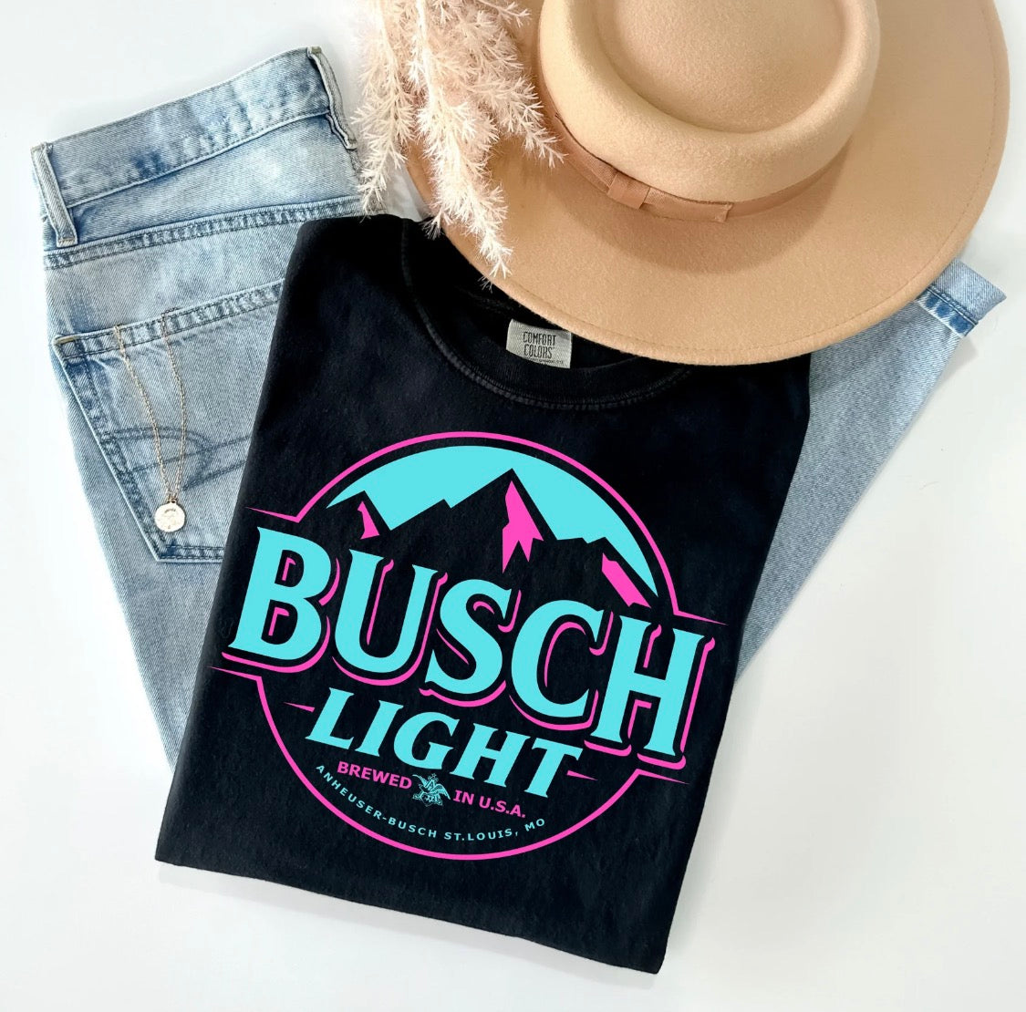 Everyday Customs Co. Busch Light Neon Vintage Print - T-Shirts