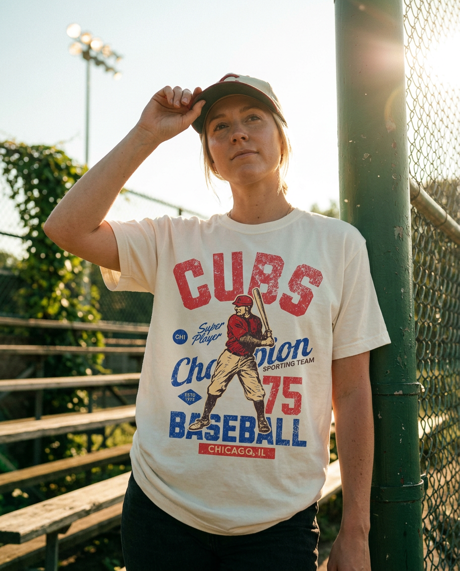 Everyday Customs Co. Vintage Chicago Cubs Baseball Tee - Retro 70s Game Day Style | Everyday Customs Co. - T-Shirts