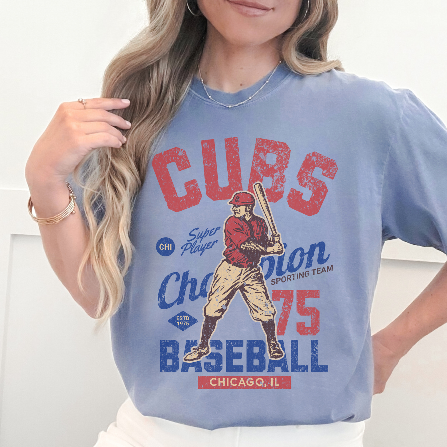 Everyday Customs Co. Vintage Chicago Cubs Baseball Tee - Retro 70s Game Day Style | Everyday Customs Co. - T-Shirts