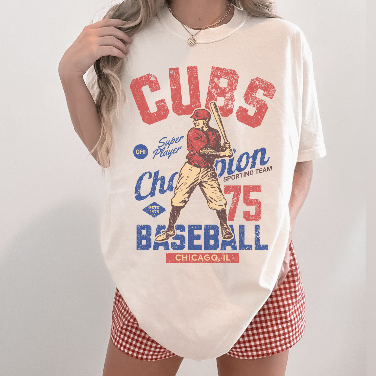 Everyday Customs Co. Vintage Chicago Cubs Baseball Tee - Retro 70s Game Day Style | Everyday Customs Co. - T-Shirts