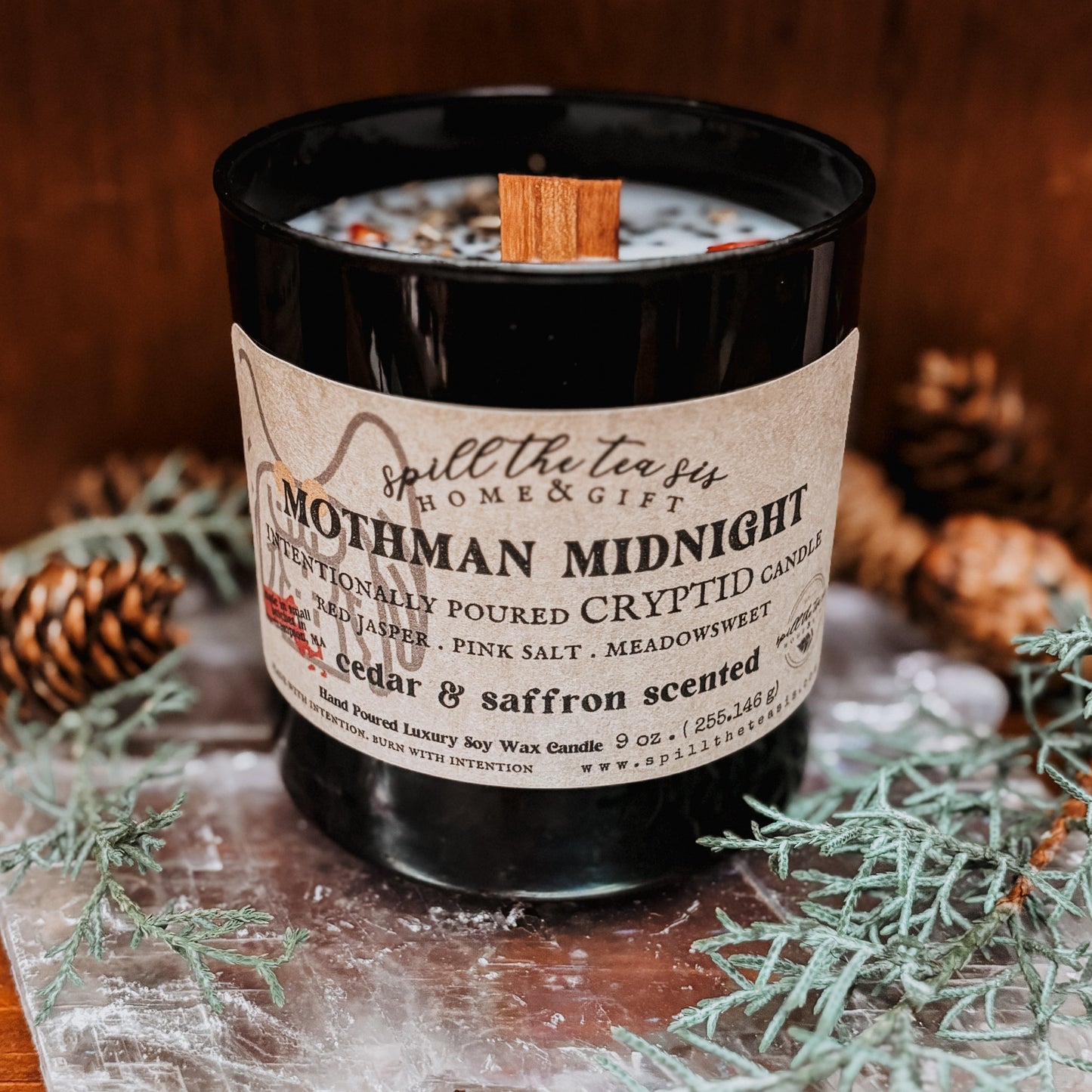 Spill The Tea Sis Apothecary Mothman Midnight Intention Soy Wax Candle - 9oz - Apparel & Accessories