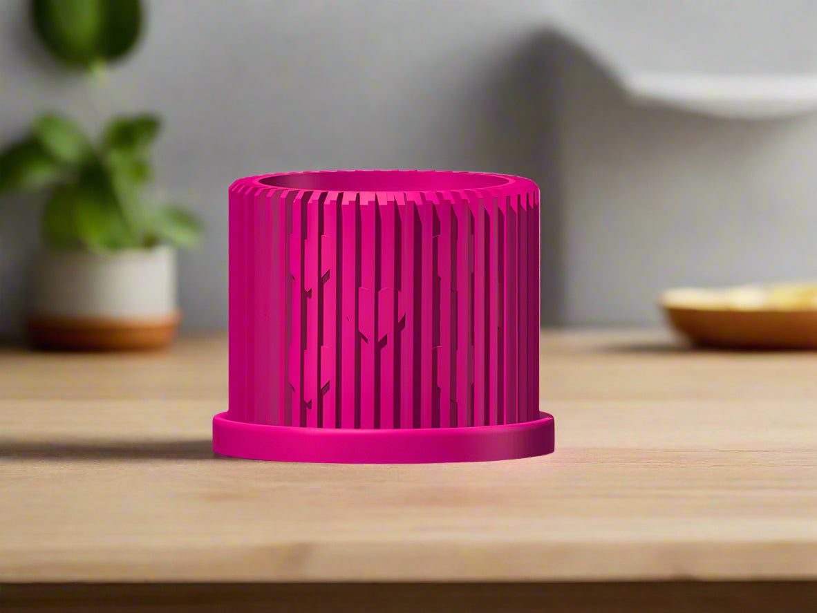 Rosebud HomeGoods Modern Heart Planter with Saucer – Ribbed 3D Printed Home Decor - Apparel & Accessories Planter