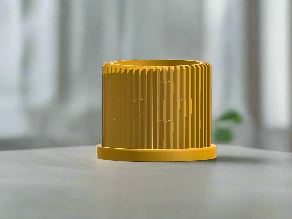 Rosebud HomeGoods Modern Heart Planter with Saucer – Ribbed 3D Printed Home Decor - Apparel & Accessories Planter