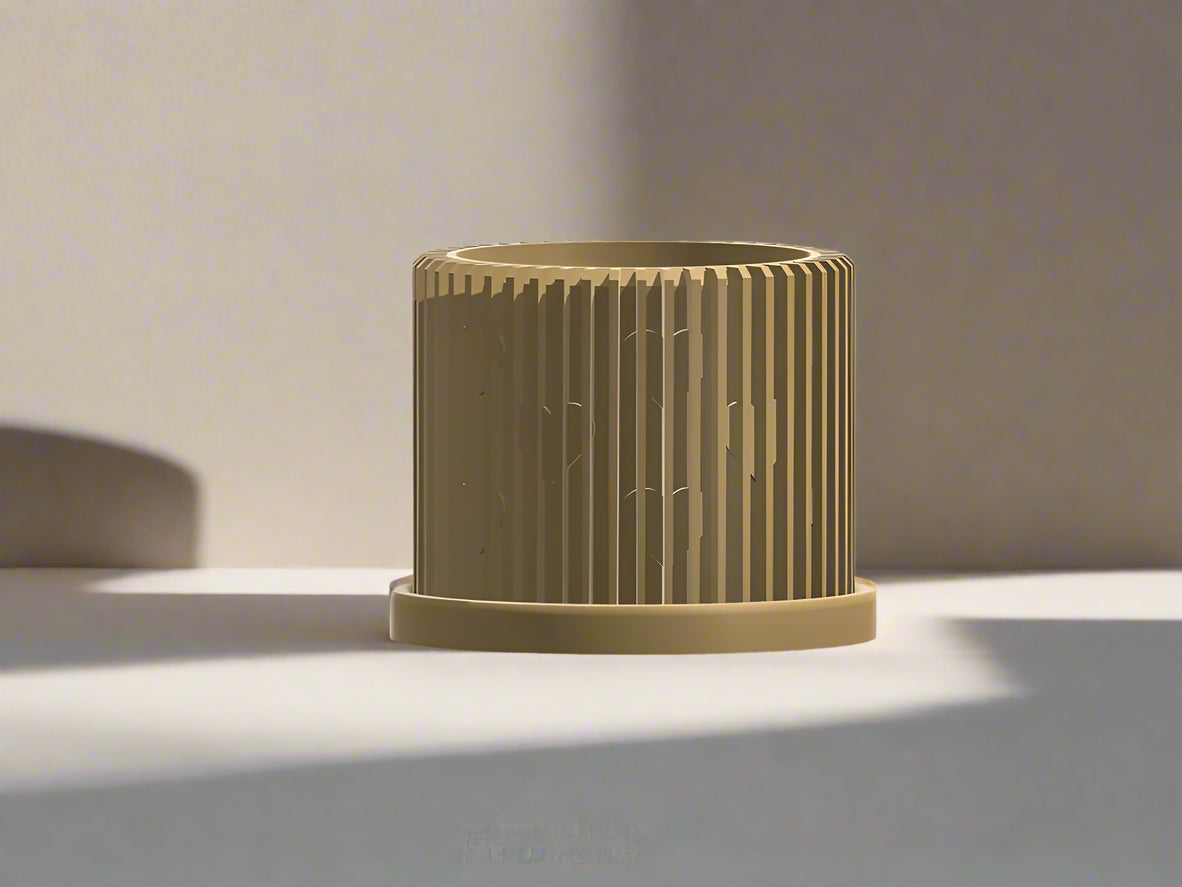 Rosebud HomeGoods Modern Heart Planter with Saucer – Ribbed 3D Printed Home Decor - Apparel & Accessories Planter