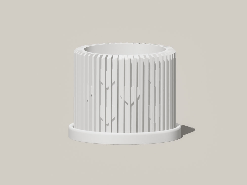 Rosebud HomeGoods Modern Heart Planter with Saucer – Ribbed 3D Printed Home Decor - Apparel & Accessories Planter