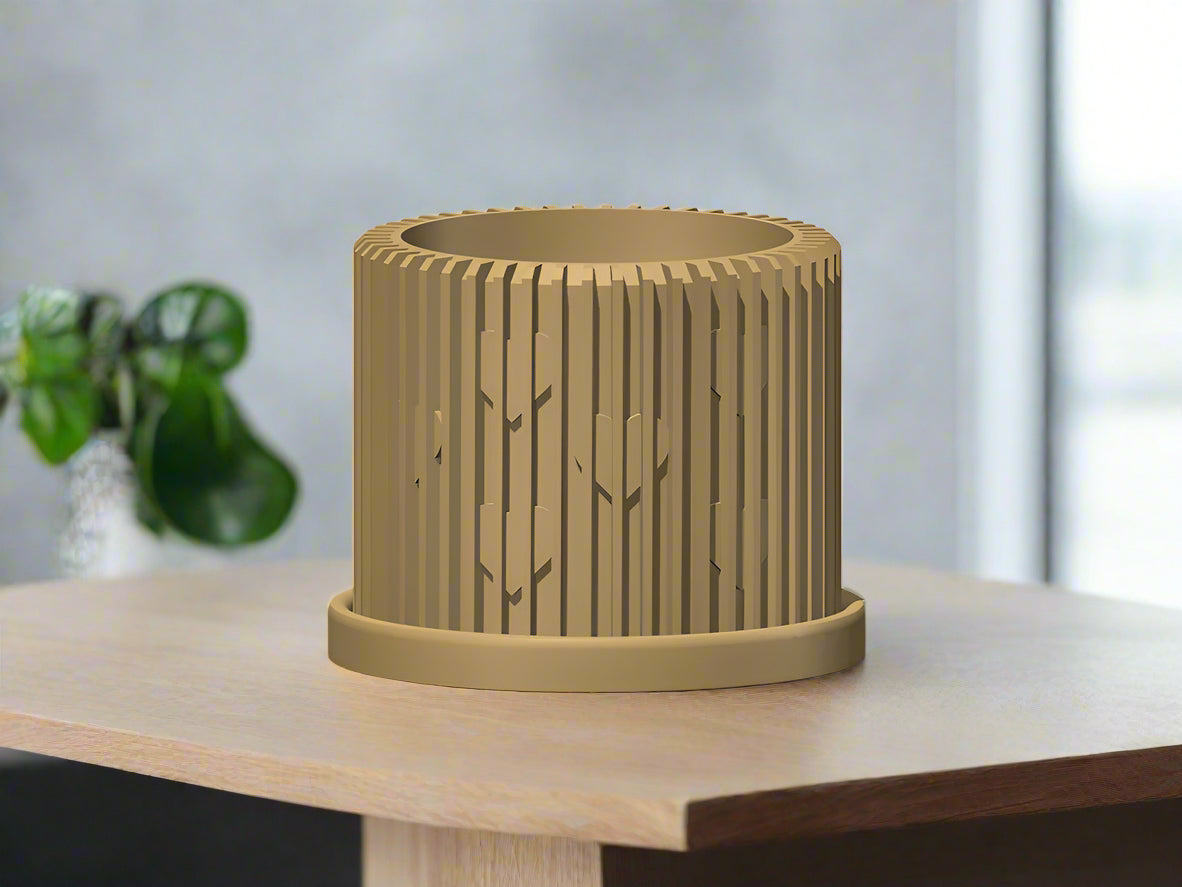 Rosebud HomeGoods Modern Heart Planter with Saucer – Ribbed 3D Printed Home Decor - Apparel & Accessories Planter