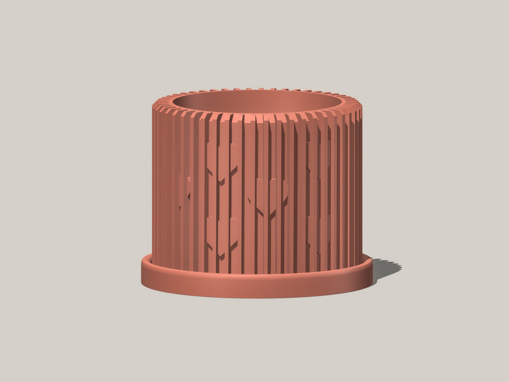 Rosebud HomeGoods Modern Heart Planter with Saucer – Ribbed 3D Printed Home Decor - Apparel & Accessories Planter