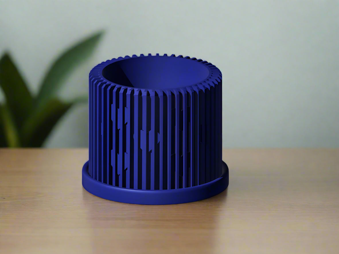 Rosebud HomeGoods Modern Heart Planter with Saucer – Ribbed 3D Printed Home Decor - Apparel & Accessories Planter