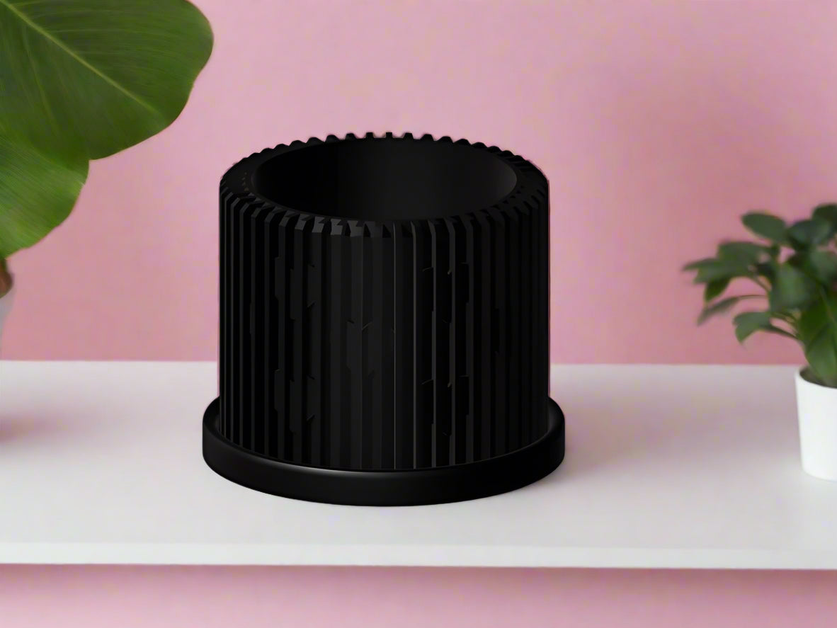 Rosebud HomeGoods Modern Heart Planter with Saucer – Ribbed 3D Printed Home Decor - Apparel & Accessories Planter