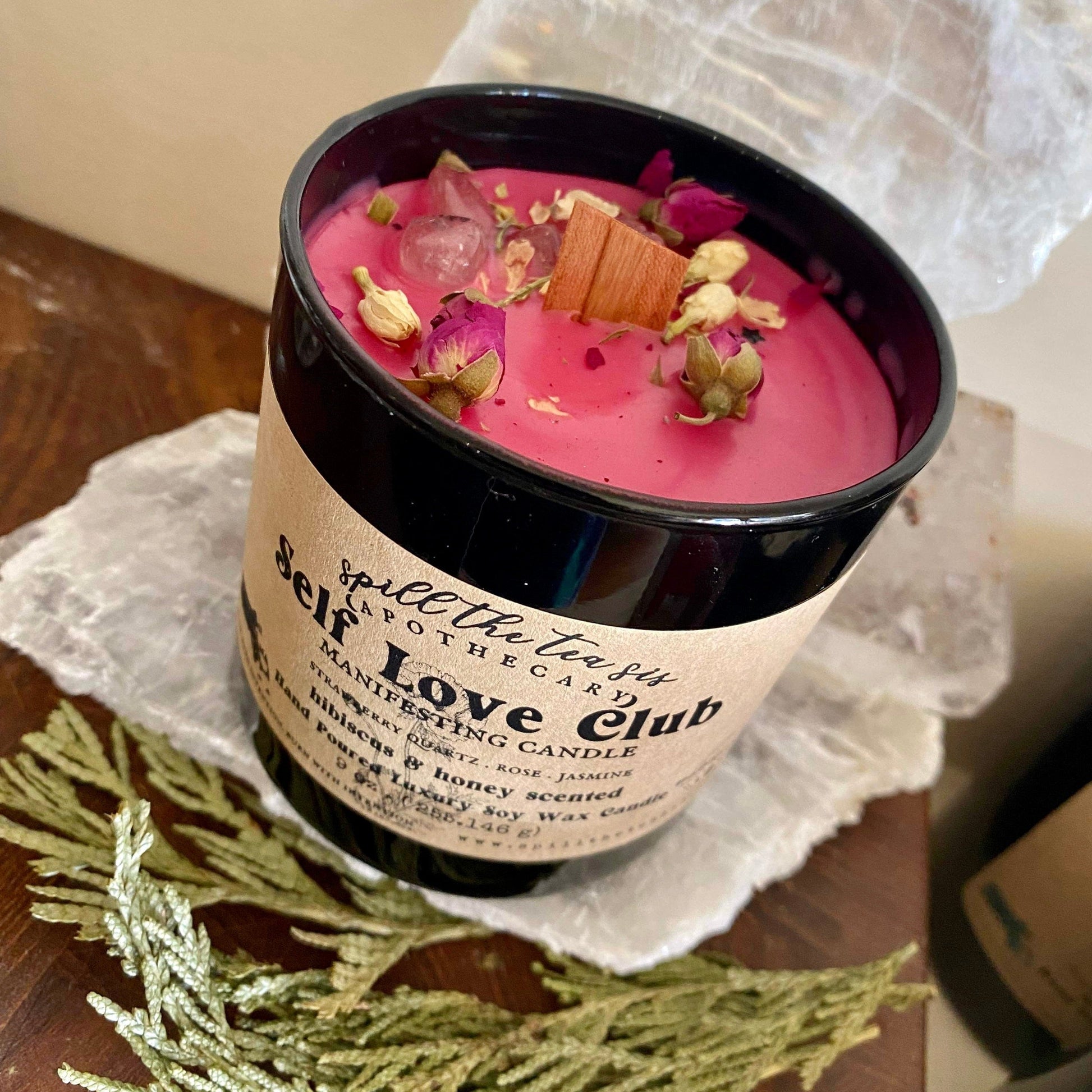 Spill The Tea Sis Apothecary Self Love Club Manifesting Candle | Peony Magnolia Scented Soy Wax Candle - Apparel & Accessories