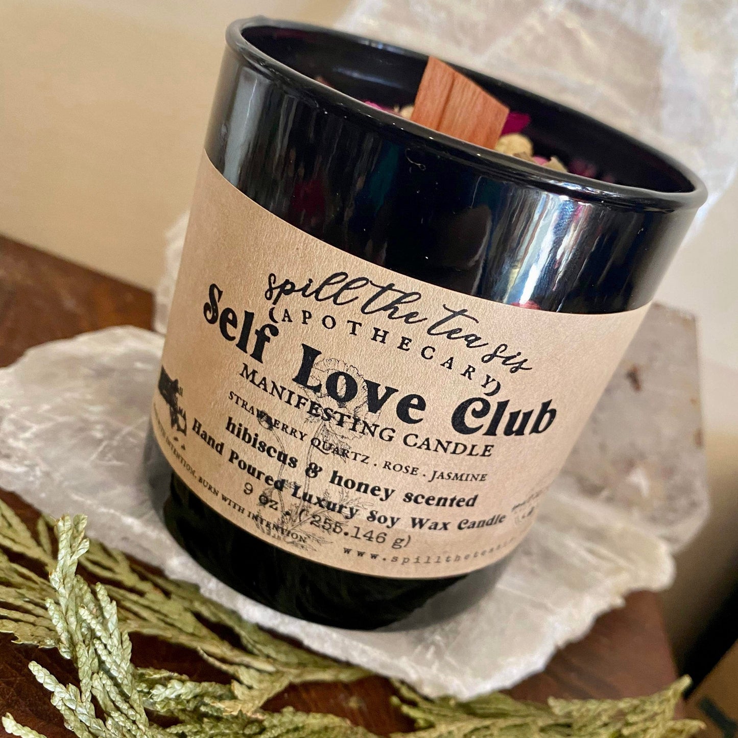 Spill The Tea Sis Apothecary Self Love Club Manifesting Candle | Peony Magnolia Scented Soy Wax Candle - Apparel & Accessories