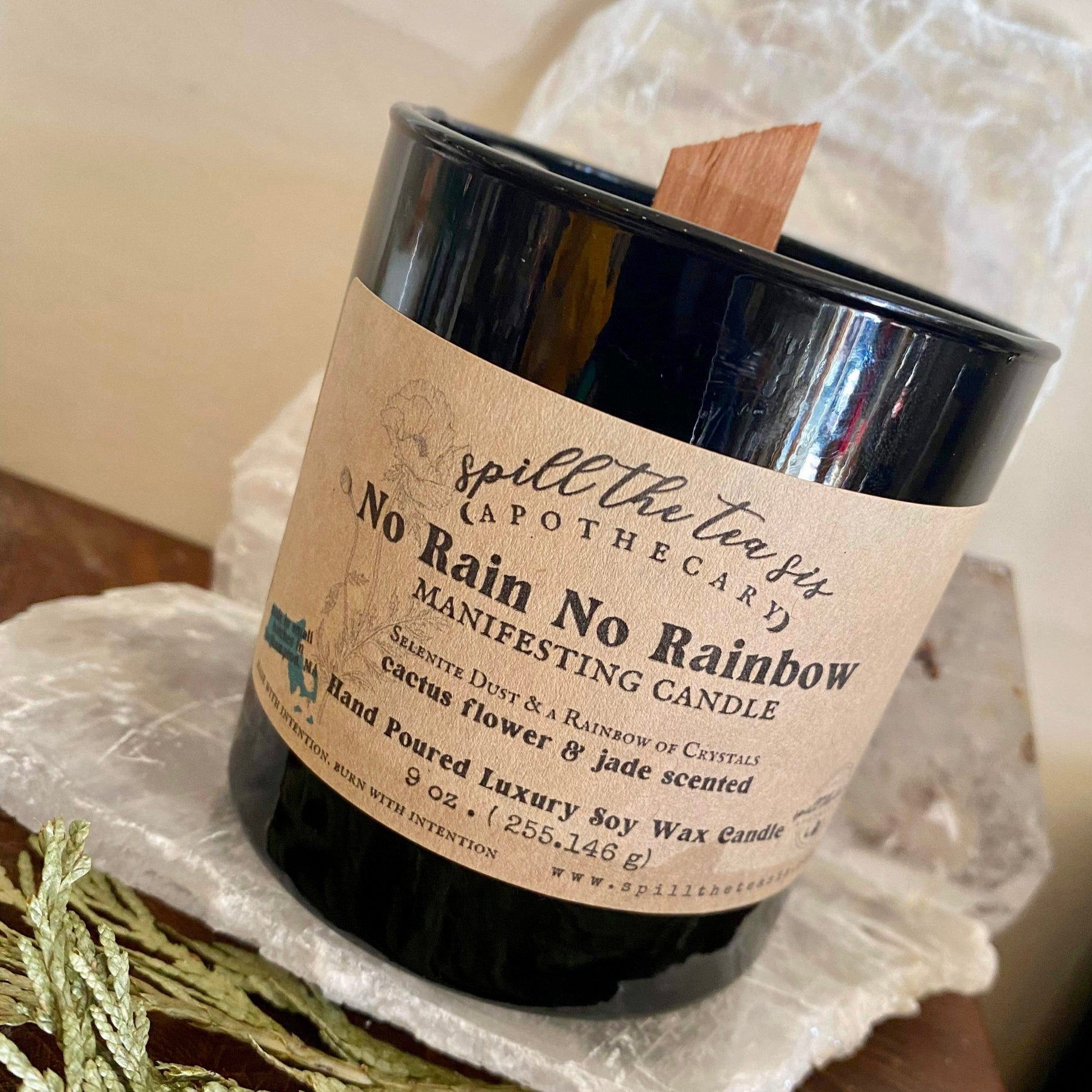 Spill The Tea Sis Apothecary No Rain Rainbow Intention Candle | Grief, Loss, Healing Soy Wax Candle - Apparel & Accessories