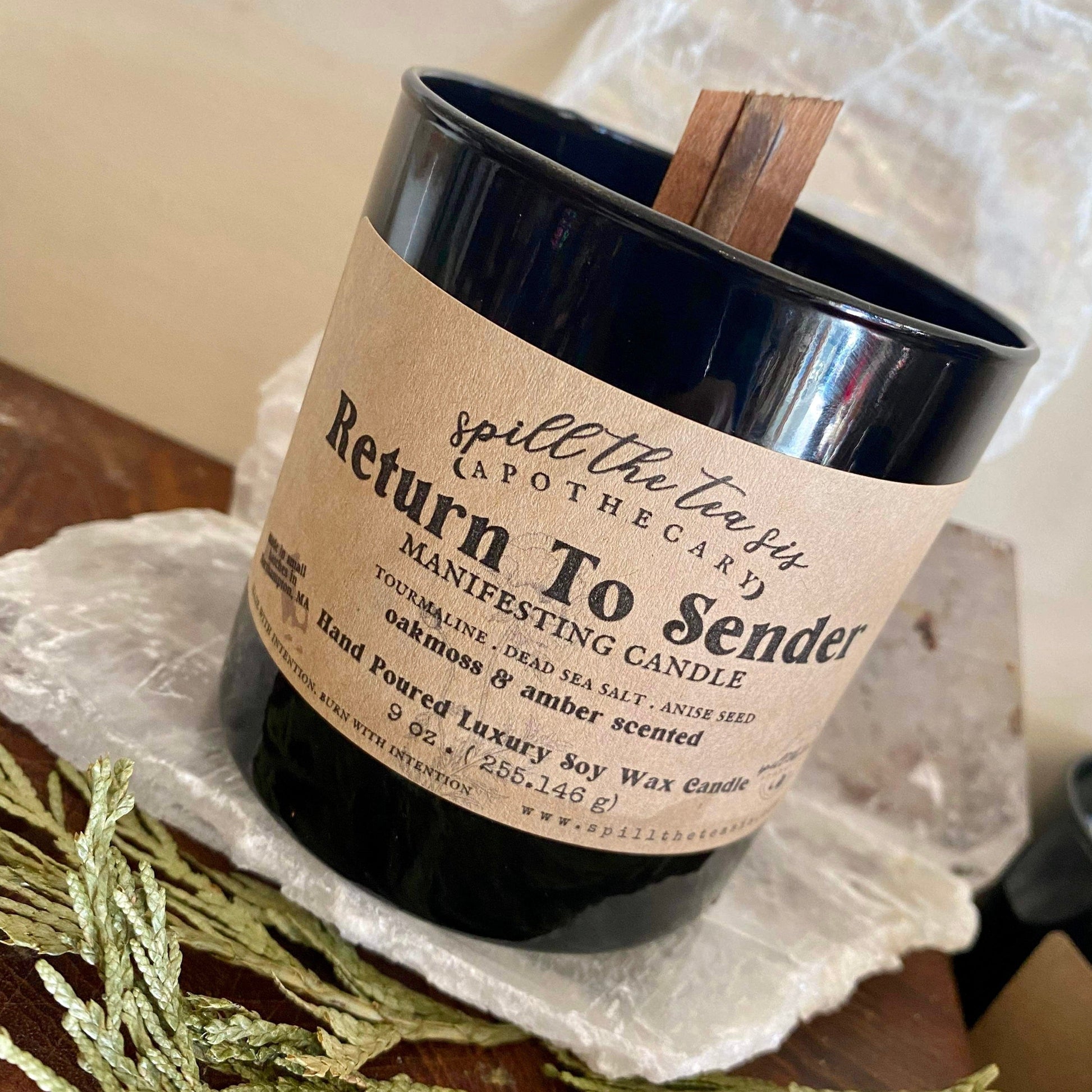 Spill The Tea Sis Apothecary Return To Sender Intention Candle | Protection & Energy Clearing Soy Wax Candle - Apparel & Accessories