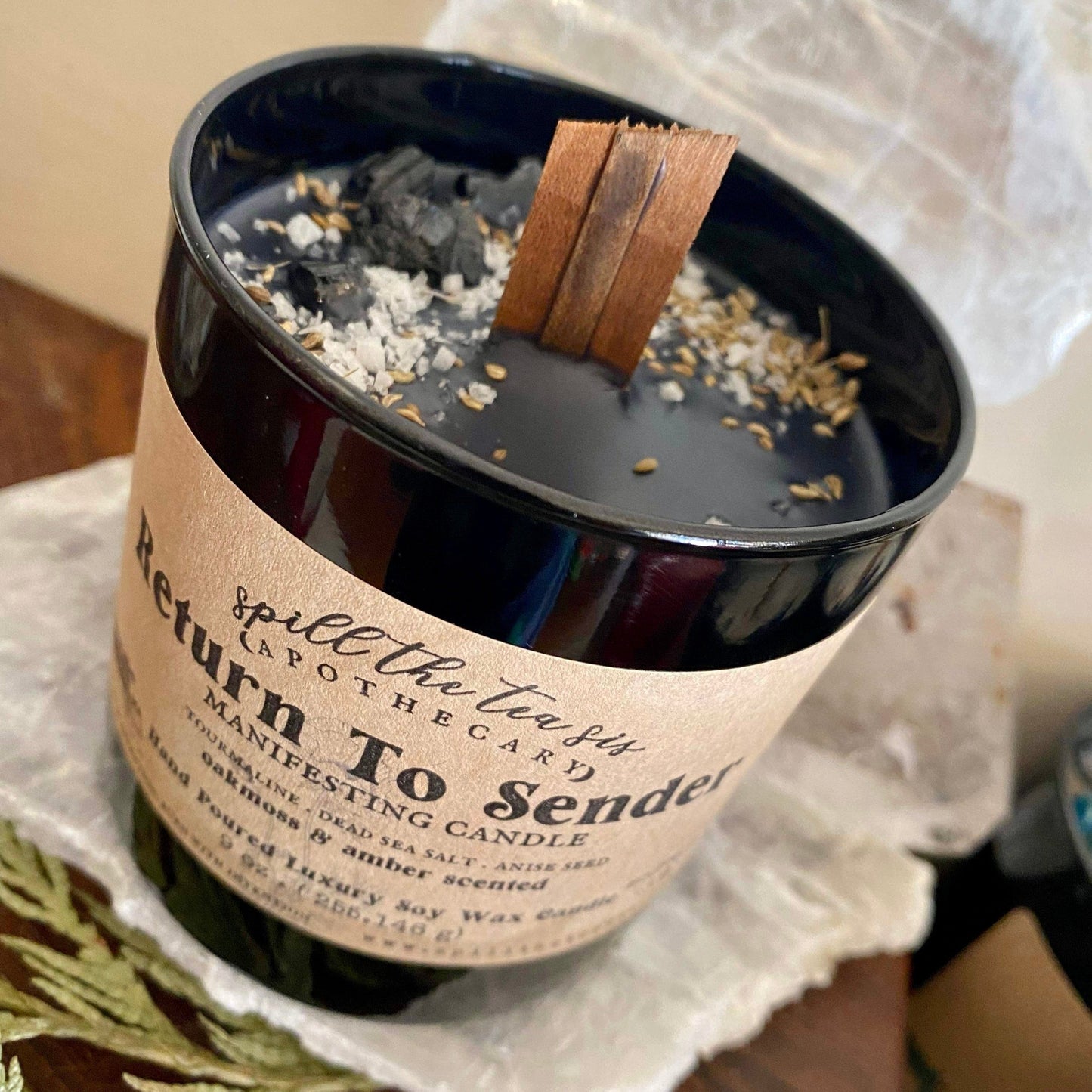 Spill The Tea Sis Apothecary Return To Sender Intention Candle | Protection & Energy Clearing Soy Wax Candle - Apparel & Accessories