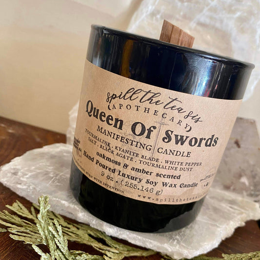 Spill The Tea Sis Apothecary Queen of Swords Intention Candle | Protection & Empowerment Soy Wax Candle - Apparel & Accessories