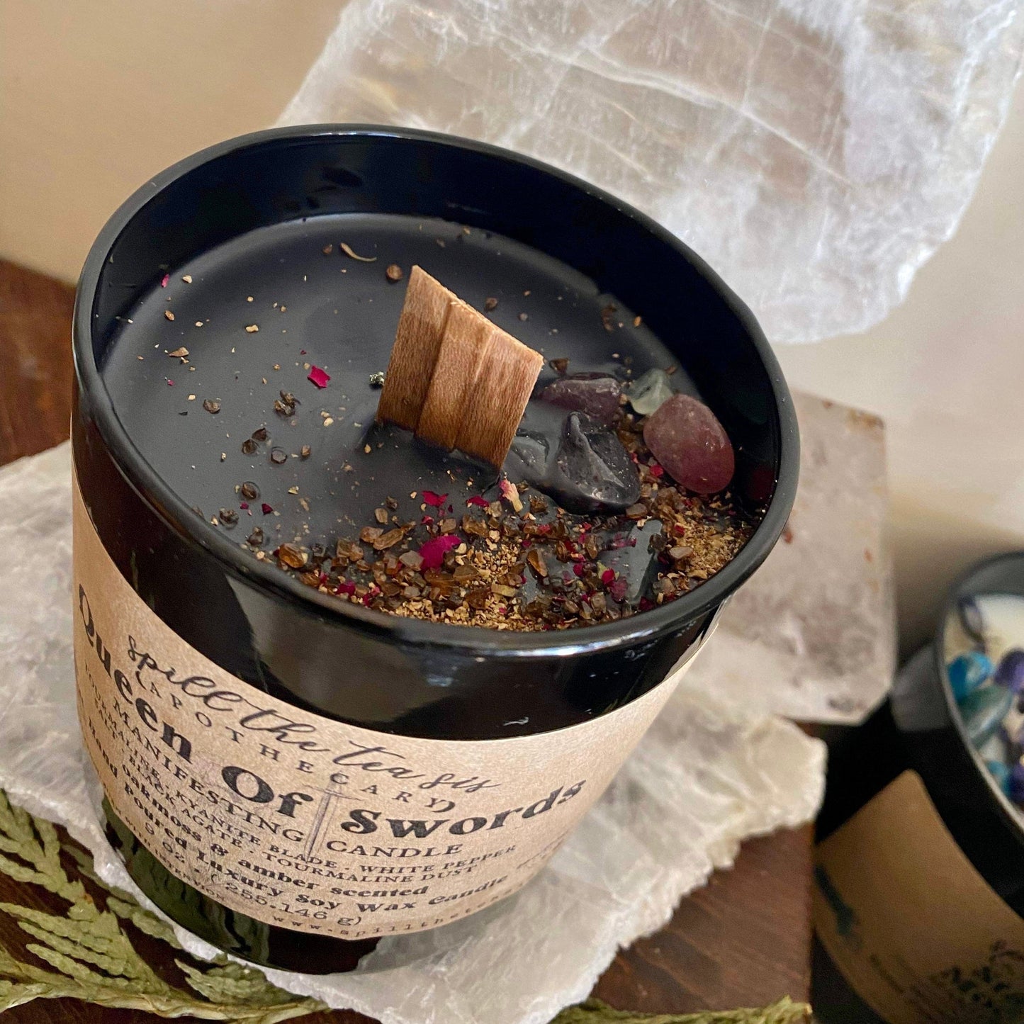 Spill The Tea Sis Apothecary Queen of Swords Intention Candle | Protection & Empowerment Soy Wax Candle - Apparel & Accessories
