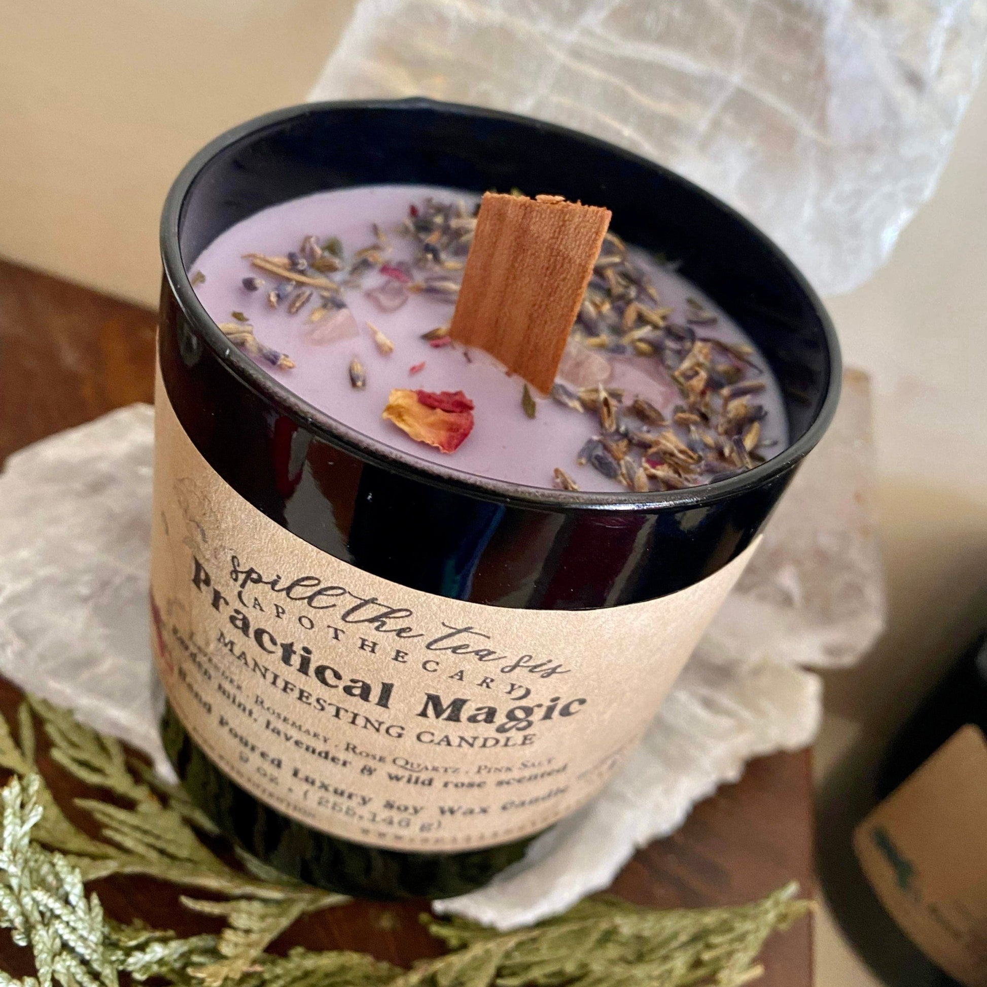 Spill The Tea Sis Apothecary Practical Magic Intention Candle | Blessings, Luck & Sisterhood Soy Wax Candle - Apparel & Accessories