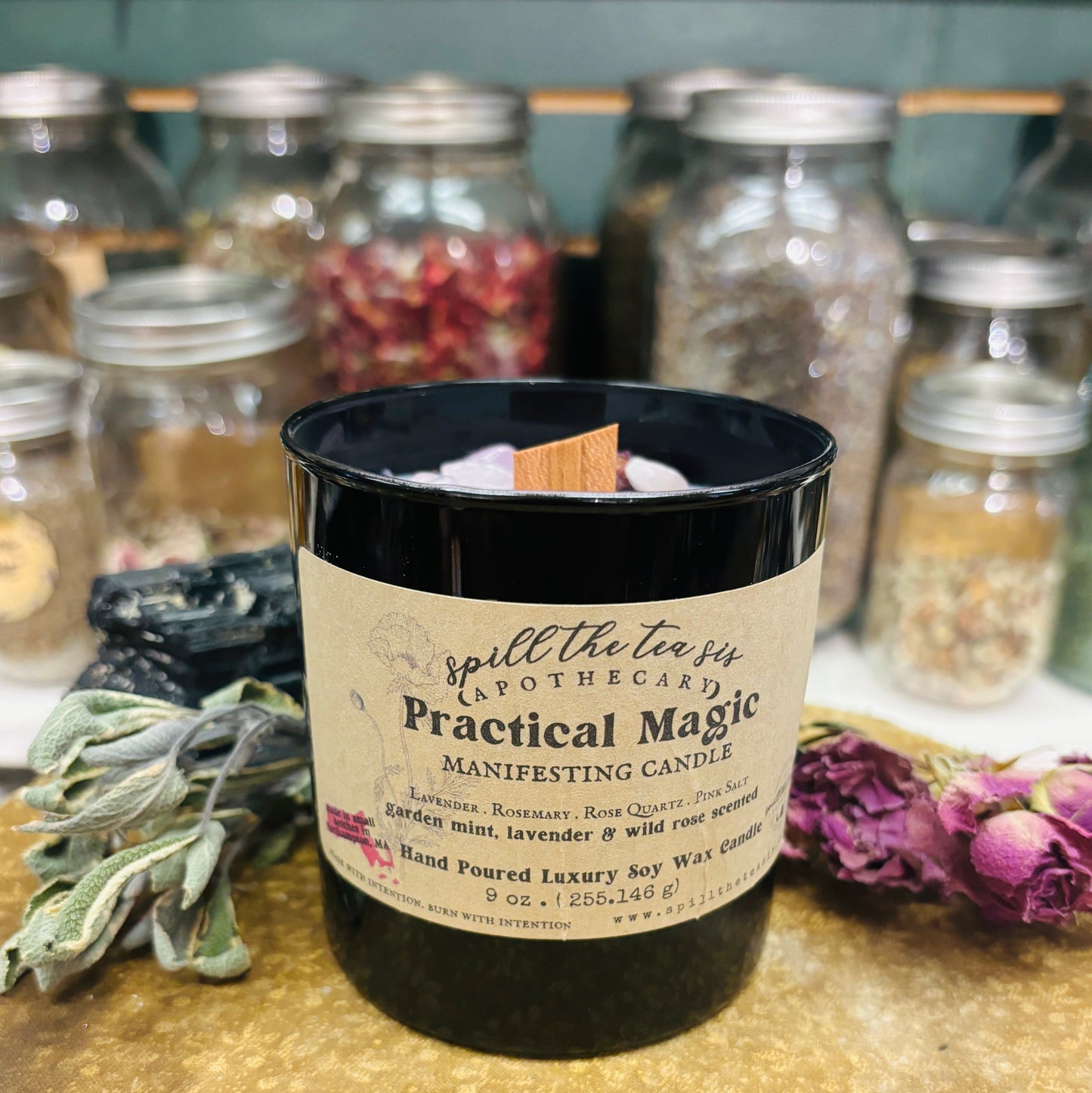 Spill The Tea Sis Apothecary Practical Magic Intention Candle | Blessings, Luck & Sisterhood Soy Wax Candle - Apparel & Accessories