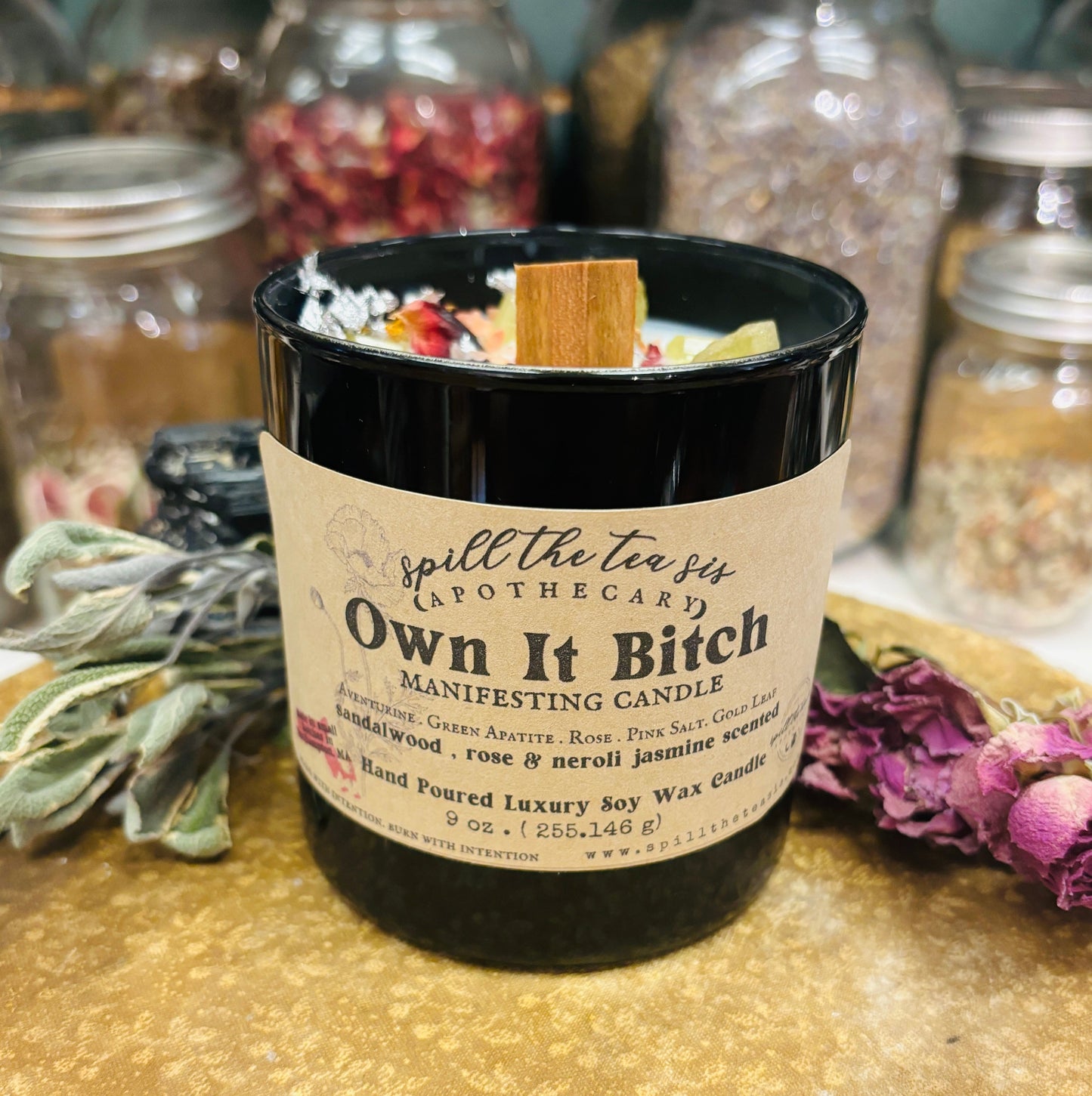 Spill The Tea Sis Apothecary Own It Bitch Empowerment Candle | Confidence & Manifestation Soy Wax Candle - Apparel & Accessories