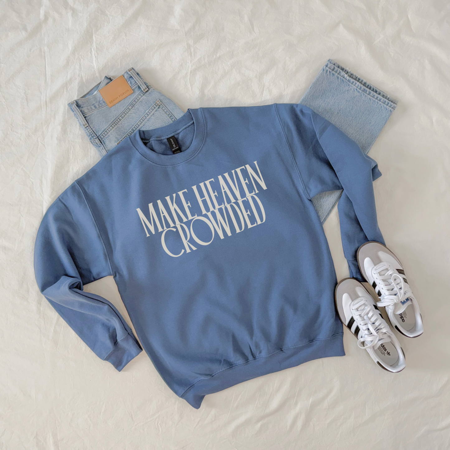 Hey Jude Graphic Tees Make Heaven Crowded Faith Crewneck - Heavyweight Cotton Blend | Everyday Customs Co. - Apparel & Accessories