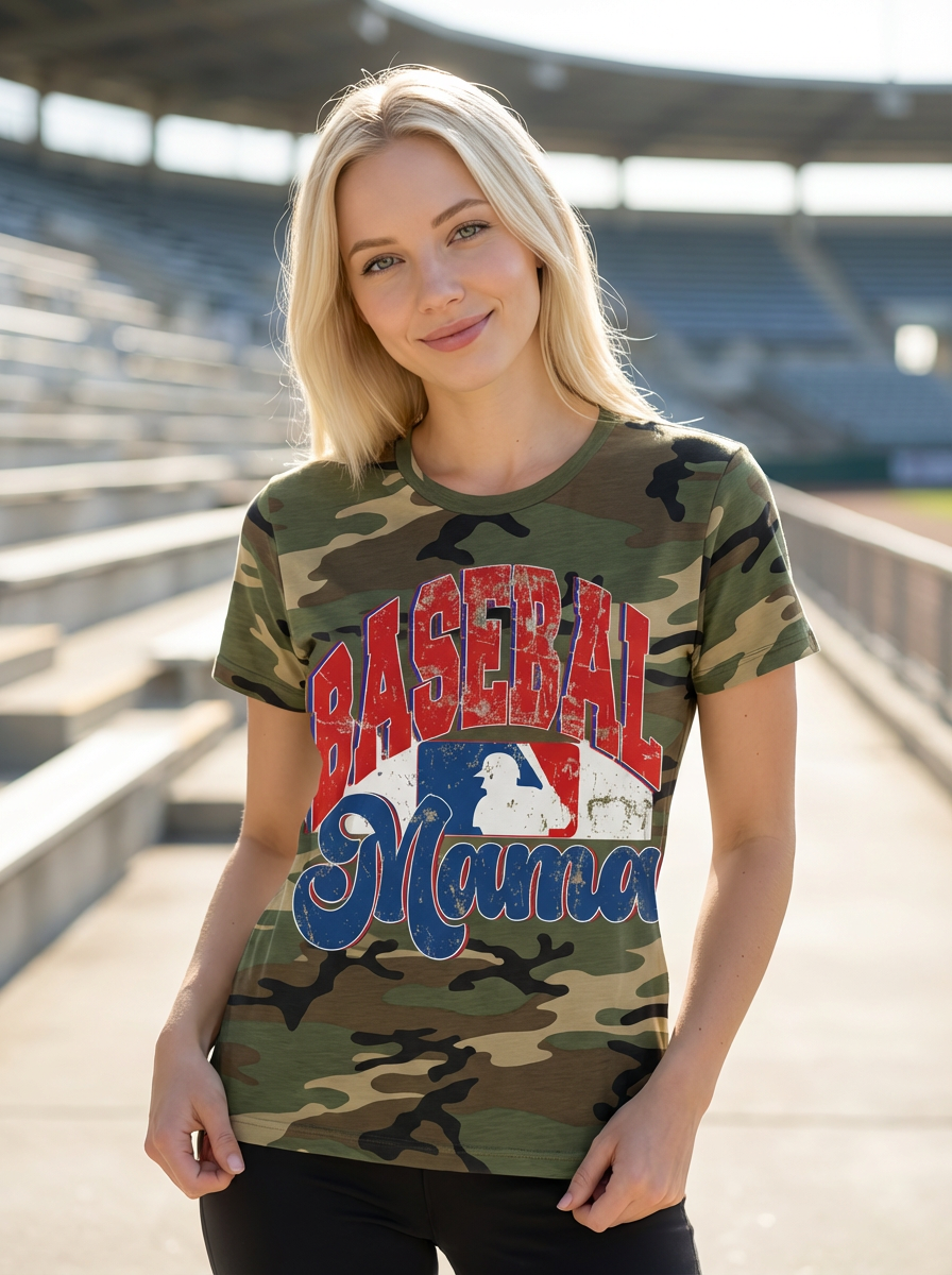 Everyday Customs Co. Baseball Mama Camo Tee - Crafted for Game Day Comfort | Everyday Customs Co. - T-Shirts