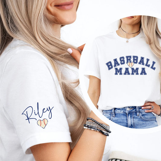 Everyday Customs Co. Custom Baseball Mama Tee - Personalized Sleeve Names | Everyday Customs Co. - T-Shirts