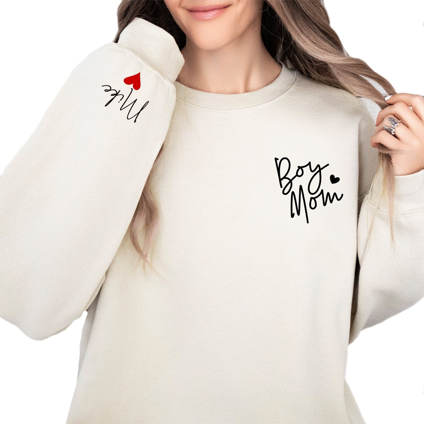 Everyday Customs Co. Custom Boy Mom Sweatshirt - Personalized Kids Name on Sleeve | Everyday Customs Co. - Sweatshirts